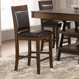 Dewey Walnut and Brown Upholstered Counter Height Chairs with Footrest, Set of 2 from Coaster - Luna Furniture