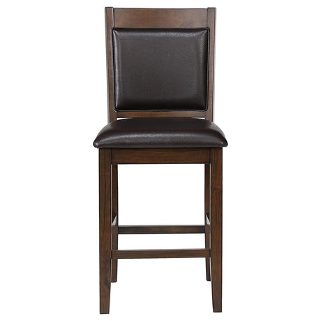 Dewey Walnut and Brown Upholstered Counter Height Chairs with Footrest, Set of 2 from Coaster - Luna Furniture