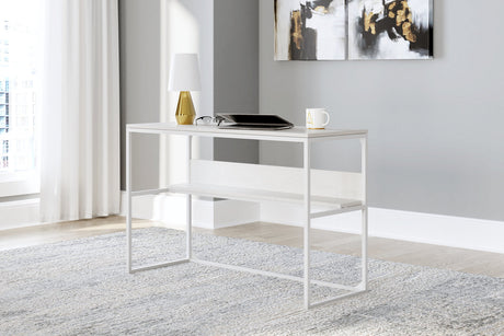 Deznee White Home Office Desk from Ashley - Luna Furniture