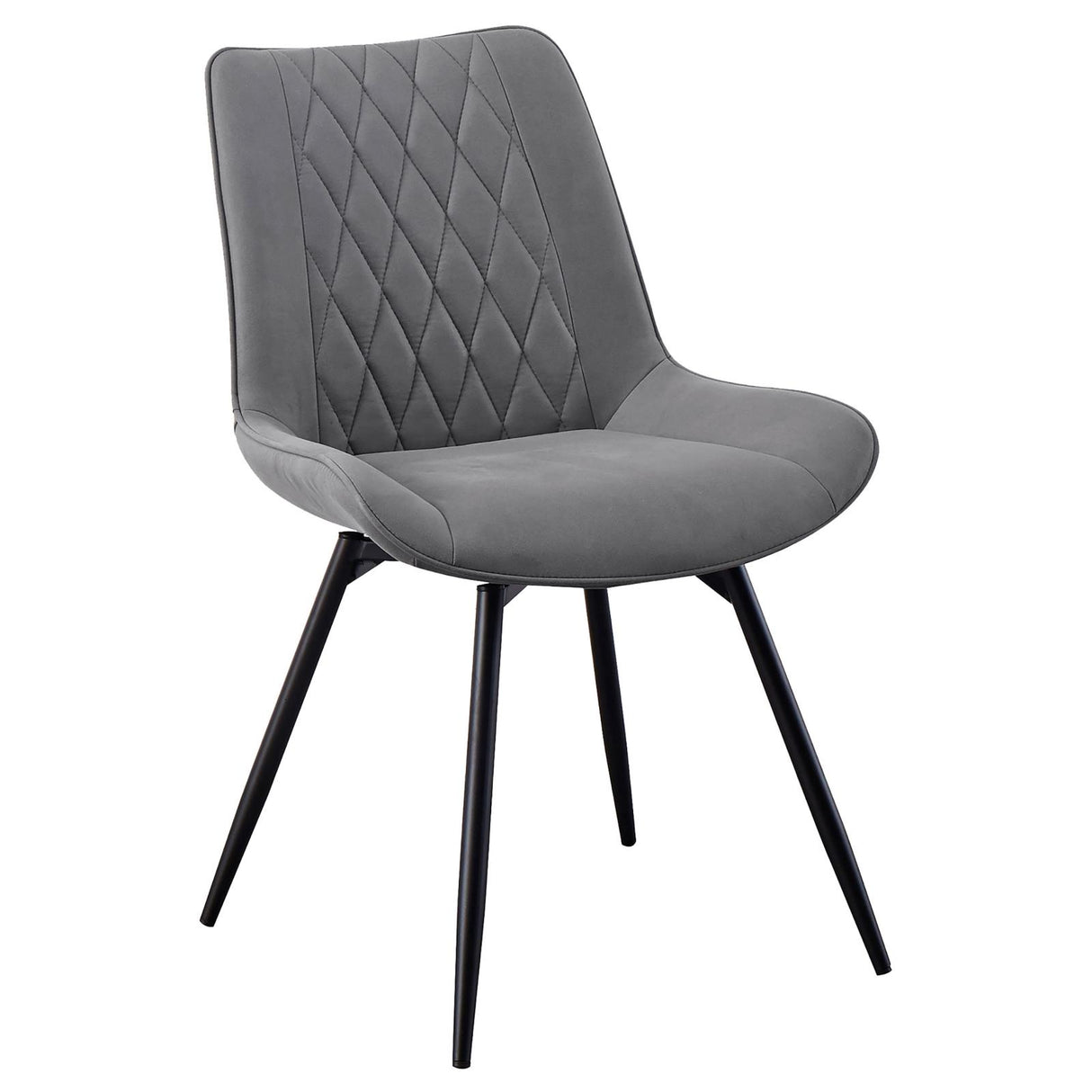 Diggs Gray and Gunmetal Upholstered Tufted Swivel Dining Chairs, Set of 2 from Coaster - Luna Furniture