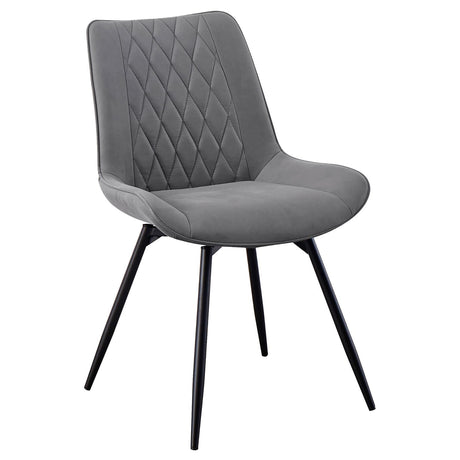 Diggs Gray and Gunmetal Upholstered Tufted Swivel Dining Chairs, Set of 2 from Coaster - Luna Furniture