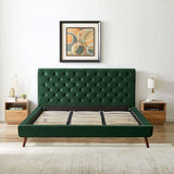 Dillon Velvet Platform Bed King / Blue from Ashcroft Furniture - Luna Furniture
