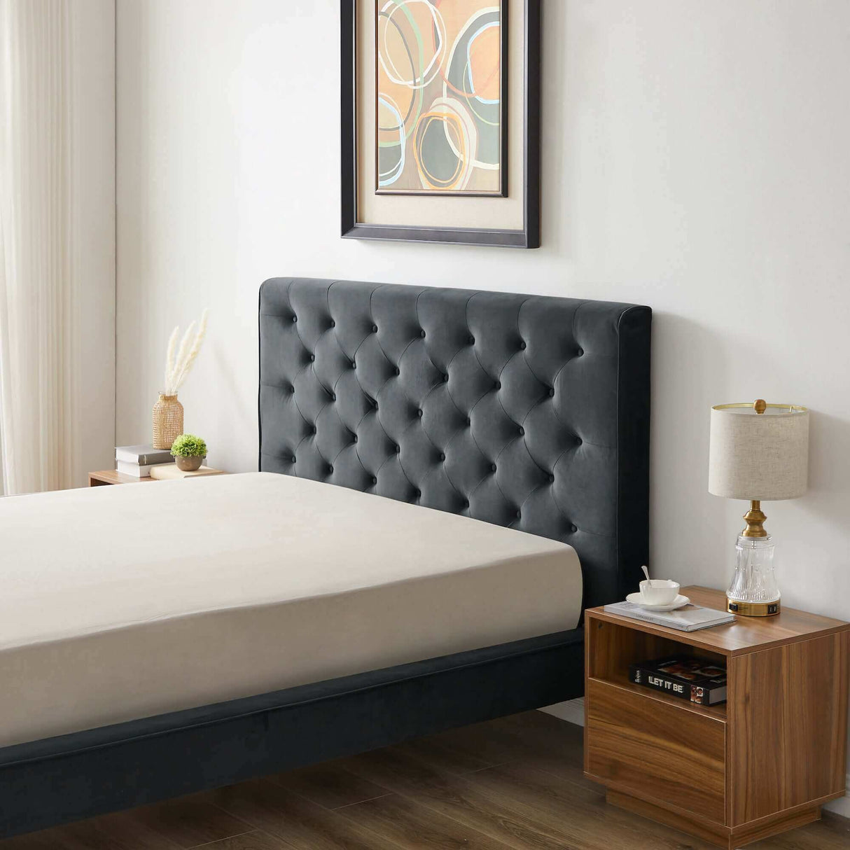Dillon Velvet Platform Bed King / Blue from Ashcroft Furniture - Luna Furniture