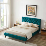 Dillon Velvet Platform Bed King / Blue from Ashcroft Furniture - Luna Furniture