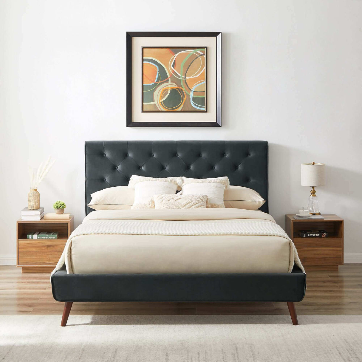 Dillon Velvet Platform Bed Queen / Emerald Green from Midinmod - Luna Furniture