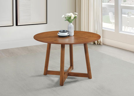 Dinah Walnut Round Solid Wood Dining Table from Coaster - Luna Furniture