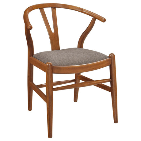 Dinah Walnut and Brown Danish Y-Shaped Back Wishbone Dining Side Chair, Set of 2 from Coaster - Luna Furniture
