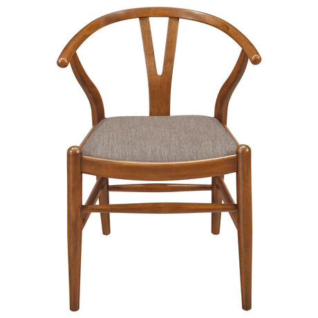 Dinah Walnut and Brown Danish Y-Shaped Back Wishbone Dining Side Chair, Set of 2 from Coaster - Luna Furniture