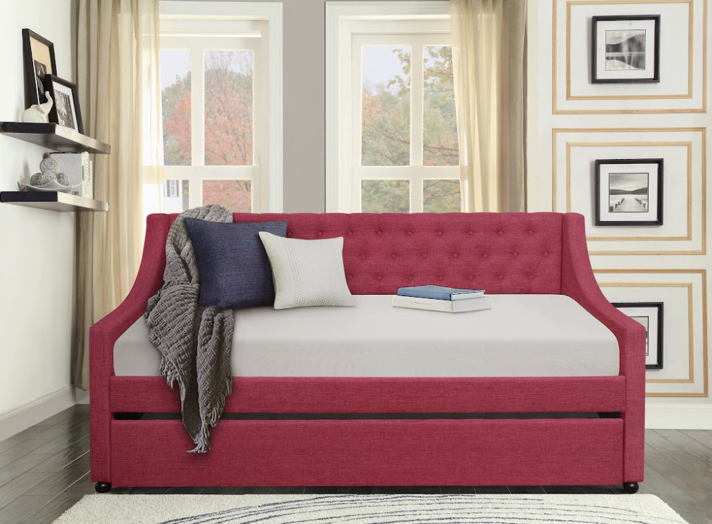 Dino Pink Daybed with Trundle from Homelegance - Luna Furniture
