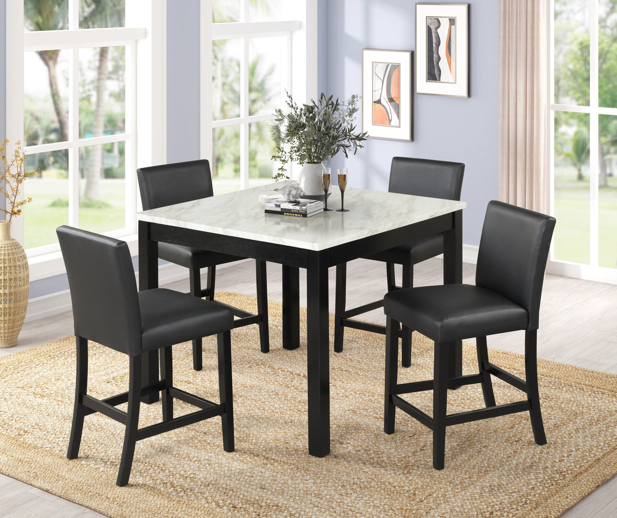 Dior PU Black 5-Piece Counter Height Set from Happy Homes - Luna Furniture
