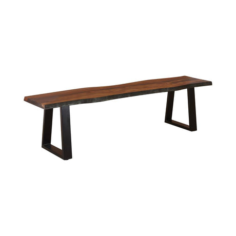 Ditman Gray Sheesham and Black Live Edge Dining Bench from Coaster - Luna Furniture