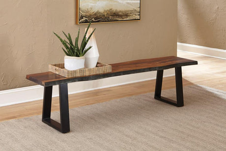 Ditman Gray Sheesham and Black Live Edge Dining Bench from Coaster - Luna Furniture