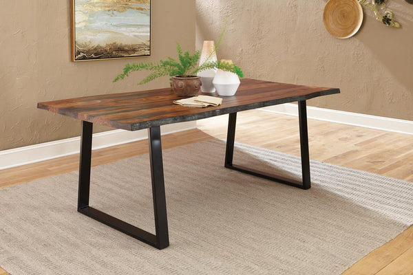 Ditman Gray Sheesham and Black Live Edge Dining Table