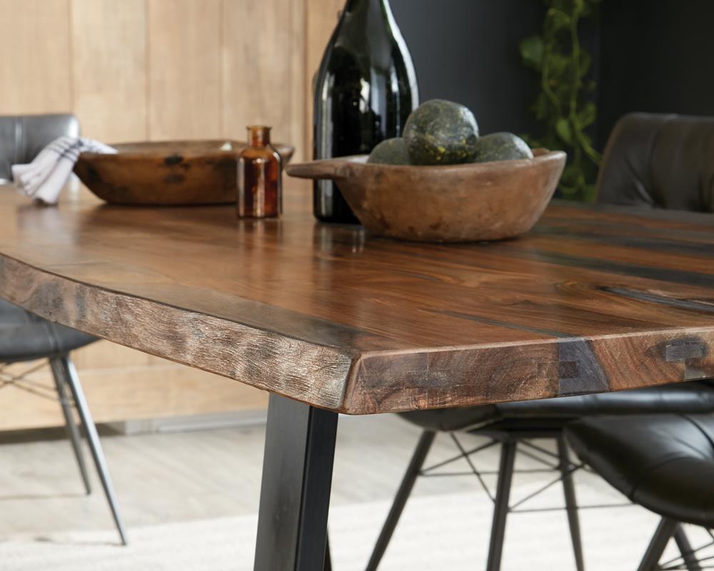 Ditman Gray Sheesham and Black Live Edge Dining Table from Coaster - Luna Furniture