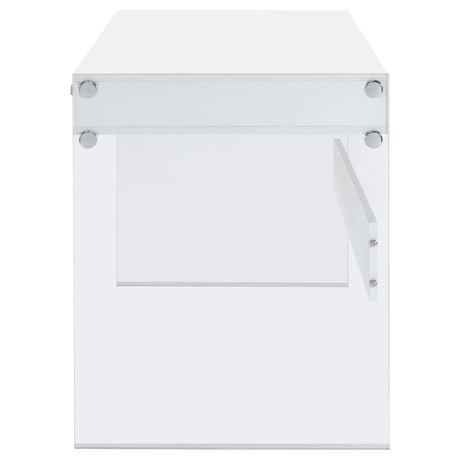 Dobrev Glossy White and Clear 2-Drawer Writing Desk from Coaster - Luna Furniture