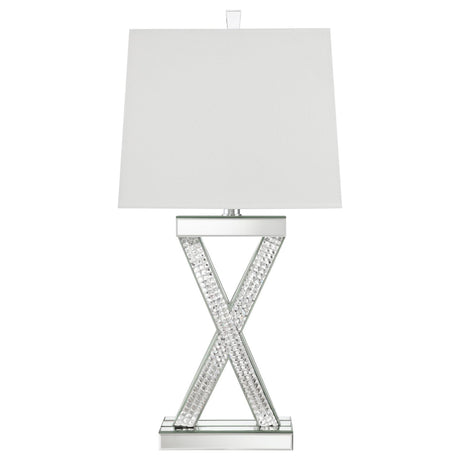 Dominick White and Mirror Table Lamp with Rectange Shade from Coaster - Luna Furniture