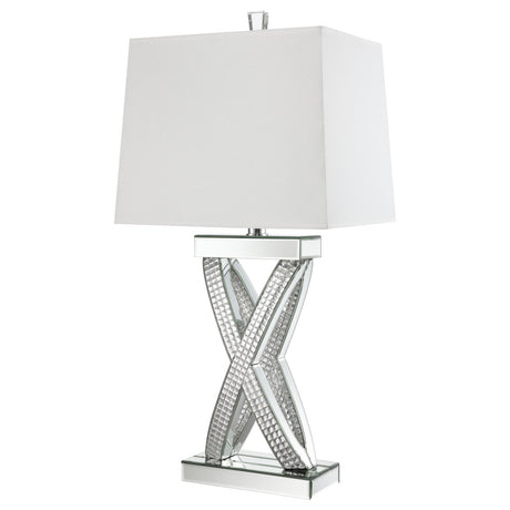 Dominick White and Mirror Table Lamp with Rectange Shade from Coaster - Luna Furniture