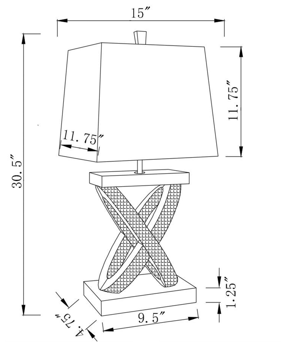 Dominick White and Mirror Table Lamp with Rectange Shade from Coaster - Luna Furniture