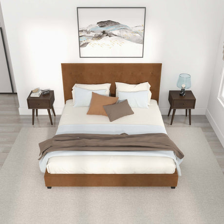 Donald Upholstered Platform Bed King / Grey from Midinmod - Luna Furniture