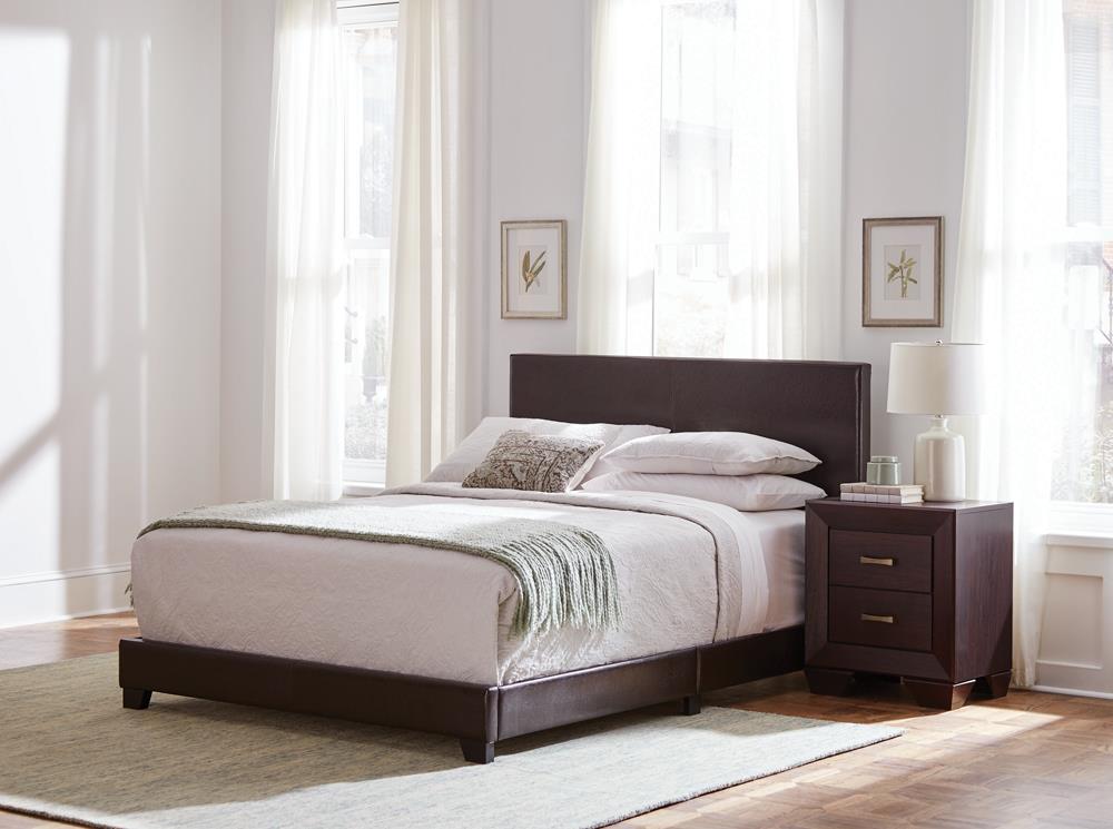 Dorian Brown Upholstered Eastern King Bed from Coaster - Luna Furniture