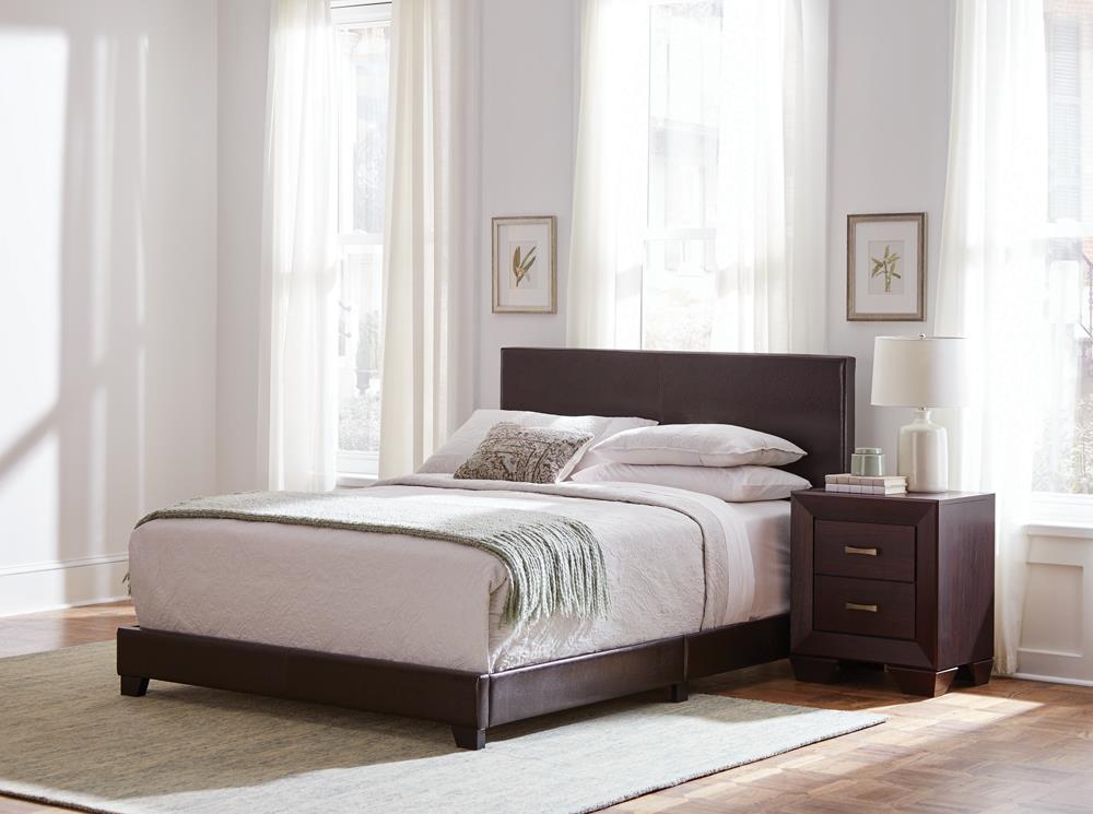 Dorian Brown Upholstered Queen Bed from Coaster - Luna Furniture