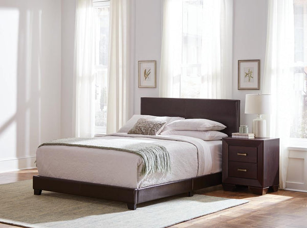 Dorian Brown Upholstered Queen Bed