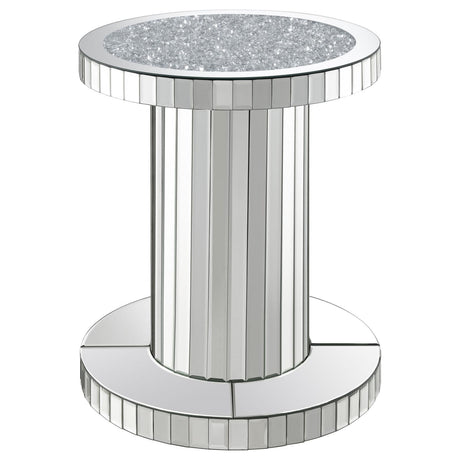 Dorielle Mirror Crystal Inlay Round Top Accent Table from Coaster - Luna Furniture