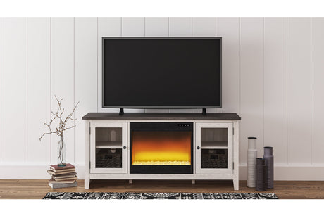 Dorrinson Two-tone 60" TV Stand with Electric Fireplace from Ashley - Luna Furniture