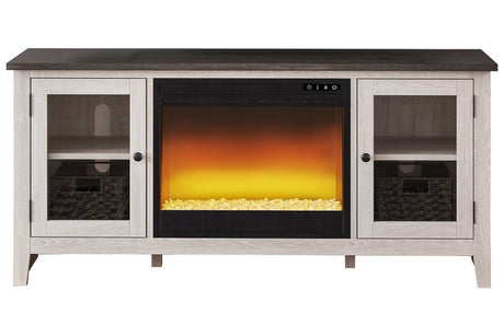 Dorrinson Two-tone 60" TV Stand with Electric Fireplace from Ashley - Luna Furniture