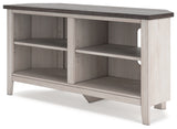 Dorrinson Two-tone Corner TV Stand from Ashley - Luna Furniture