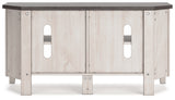Dorrinson Two-tone Corner TV Stand from Ashley - Luna Furniture