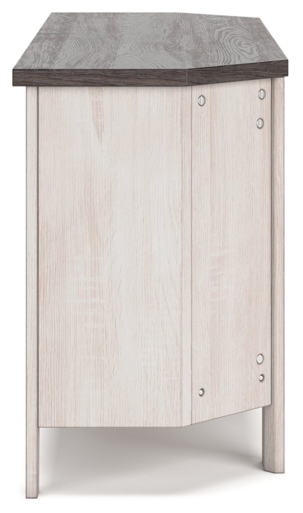 Dorrinson Two-tone Corner TV Stand from Ashley - Luna Furniture