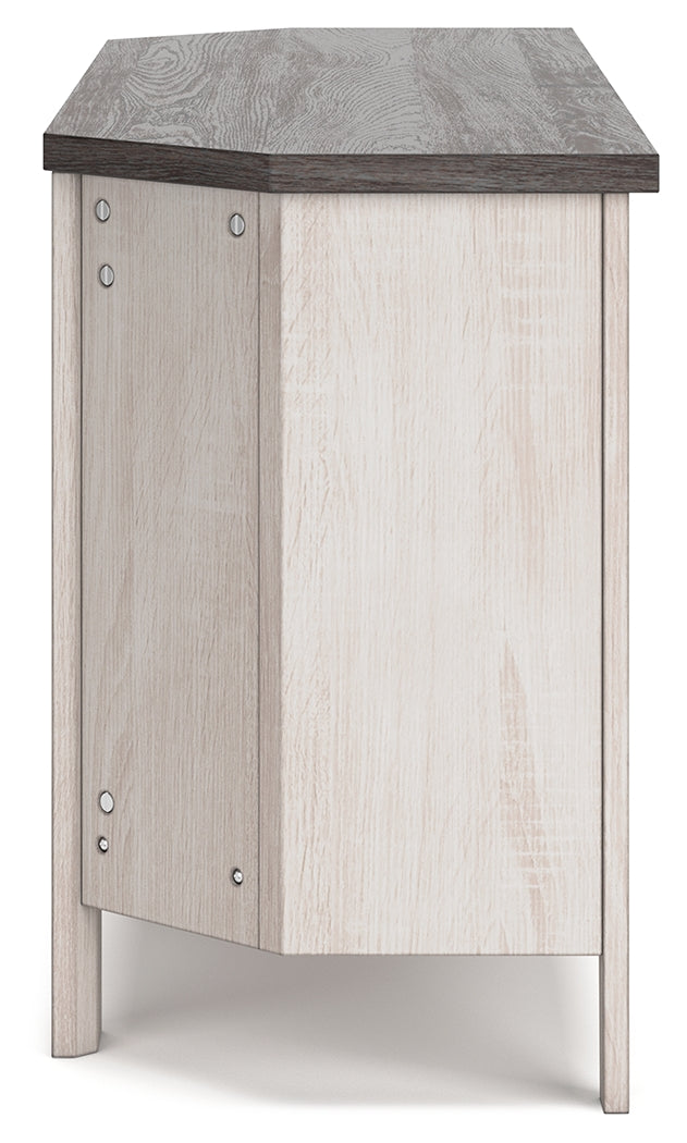 Dorrinson Two-tone Corner TV Stand from Ashley - Luna Furniture