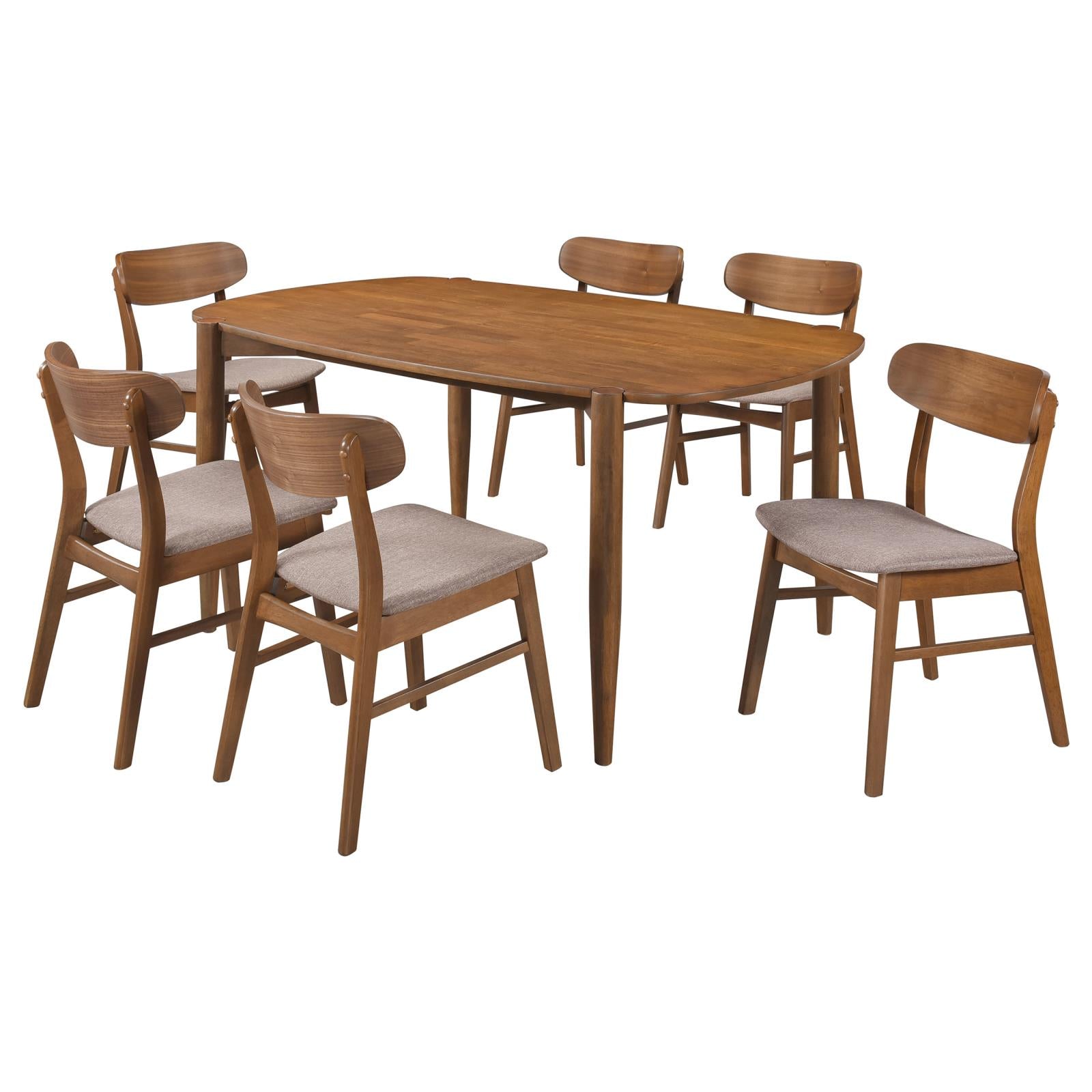 Dortch 7-piece Oval Solid Wood Dining Set Walnut - Luna Furniture