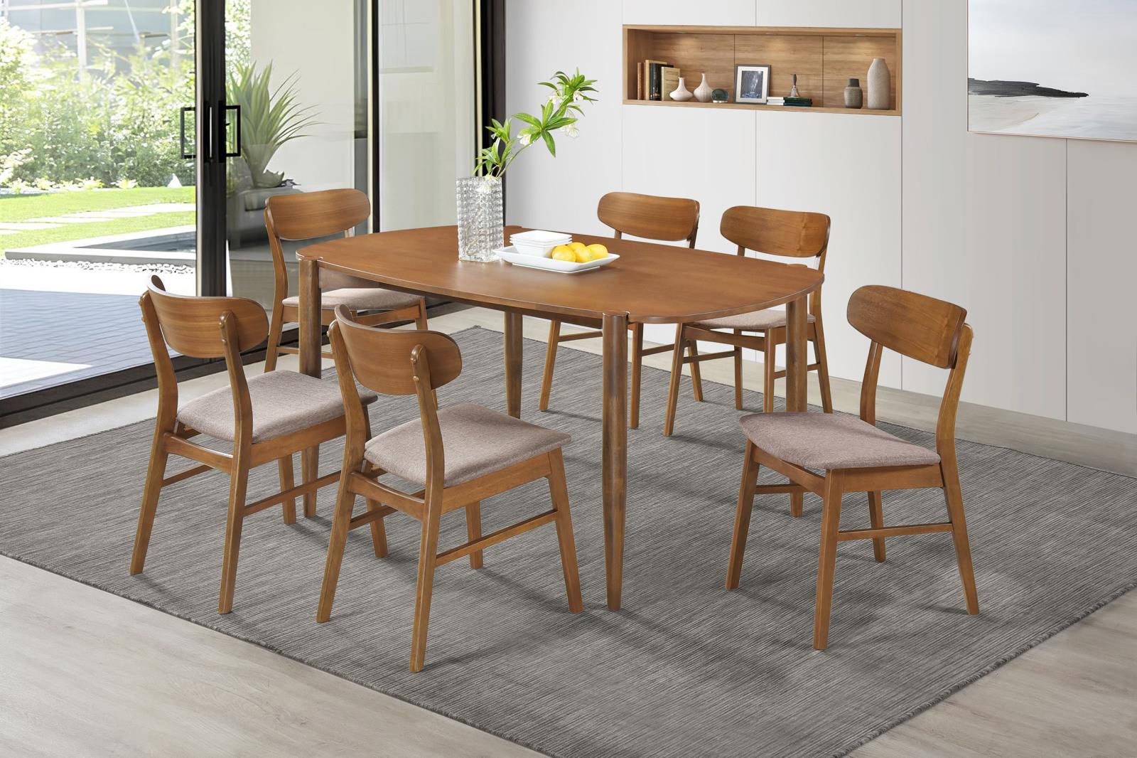 Dortch 7-piece Oval Solid Wood Dining Set Walnut - Luna Furniture
