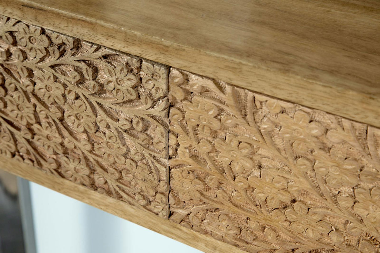 Draco Natural Console Table with Hand Carved Drawers from Coaster - Luna Furniture