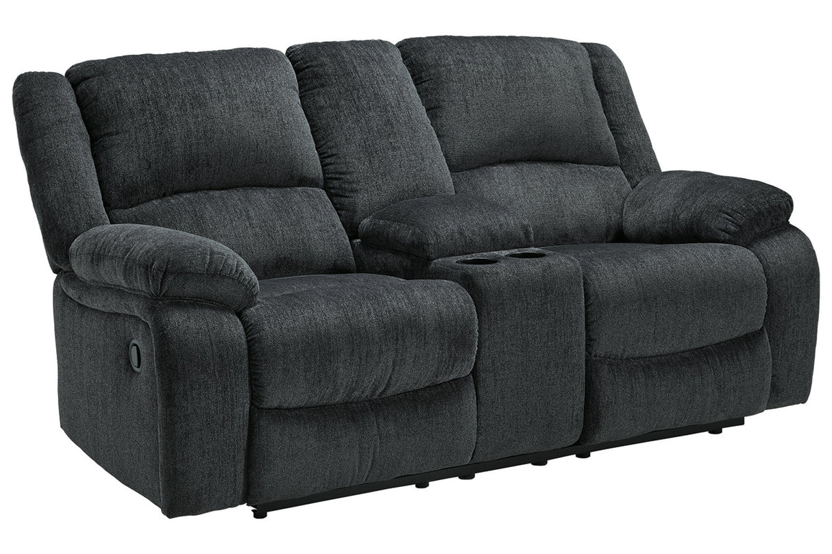 Draycoll Slate Reclining Loveseat with Console from Ashley - Luna Furniture