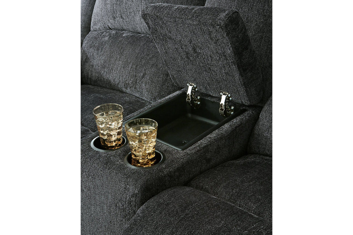 Draycoll Slate Reclining Loveseat with Console from Ashley - Luna Furniture