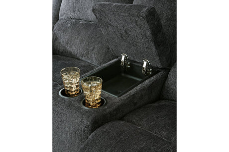 Draycoll Slate Reclining Loveseat with Console from Ashley - Luna Furniture
