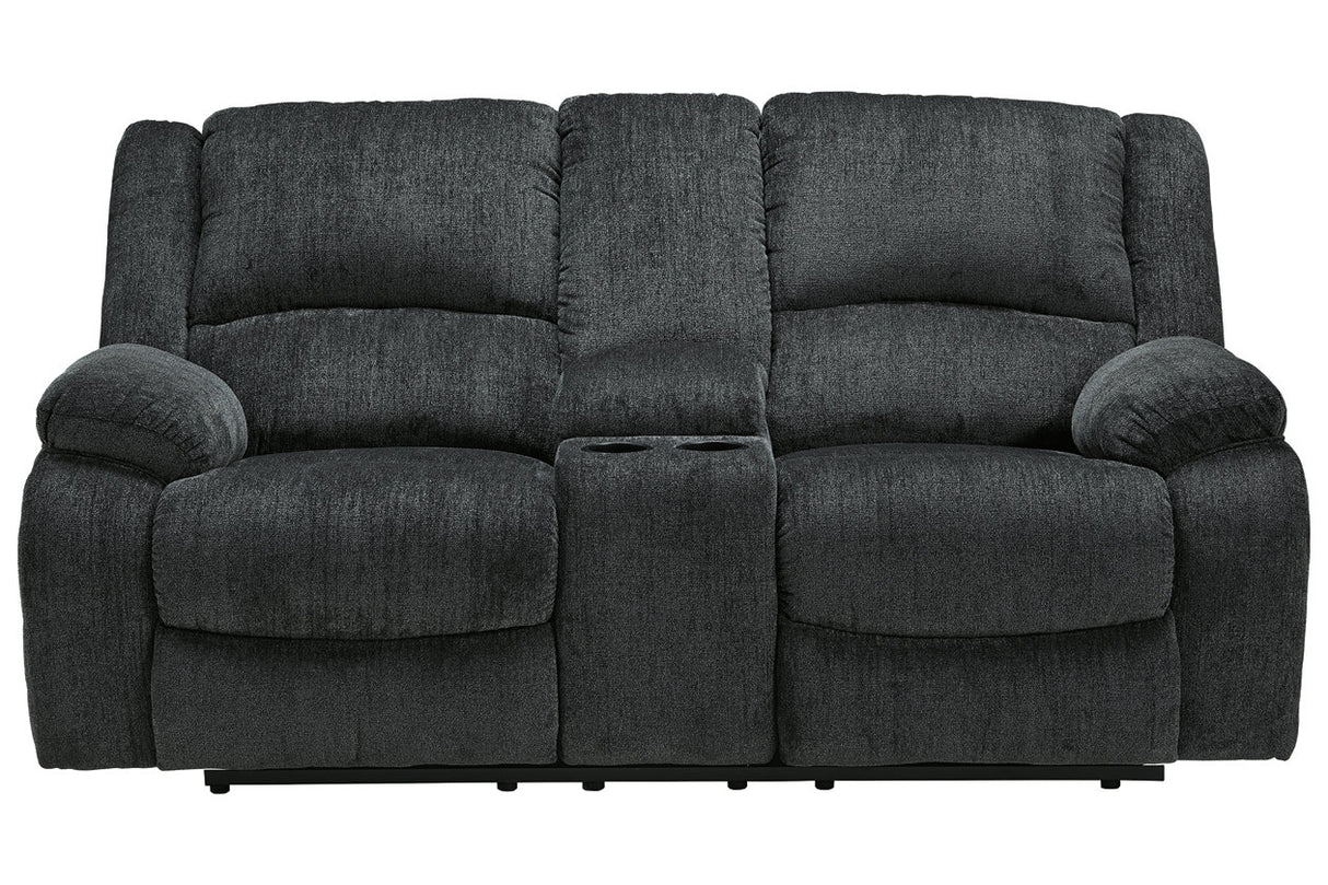 Draycoll Slate Reclining Loveseat with Console from Ashley - Luna Furniture