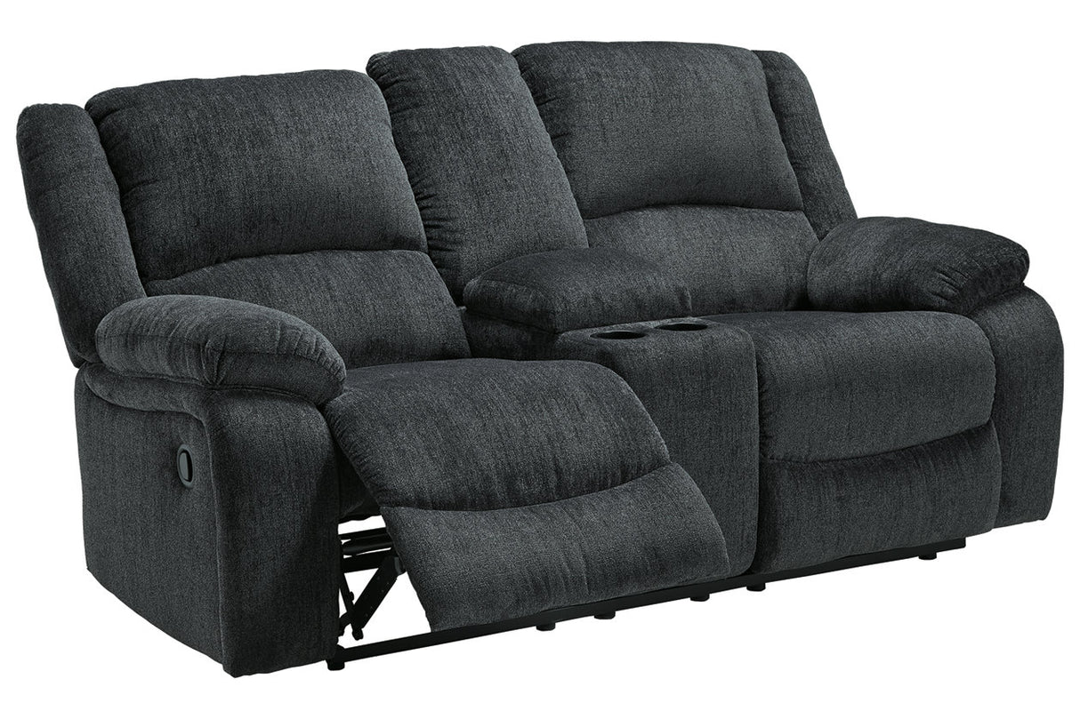 Draycoll Slate Reclining Loveseat with Console from Ashley - Luna Furniture