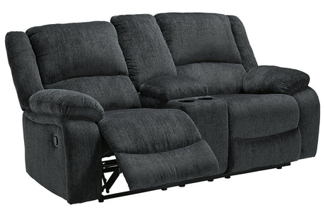 Draycoll Slate Reclining Loveseat with Console from Ashley - Luna Furniture