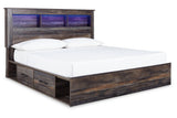 Drystan Multi King LED Bookcase Storage Platform Bed with 2 Drawers from Ashley - Luna Furniture