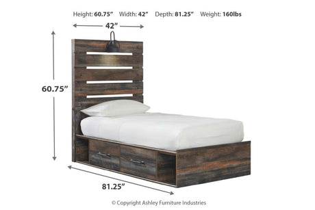 Drystan Multi LED Twin Storage Platform Bed with 2 Drawers from Ashley Furniture - Luna Furniture