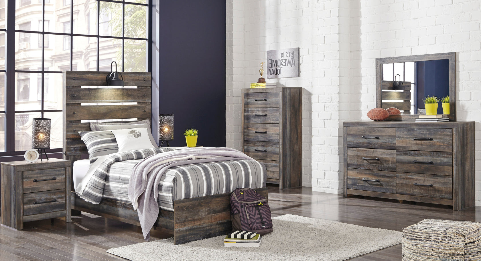 Drystan Multi LED Youth Panel Bedroom Set from Ashley - Luna Furniture