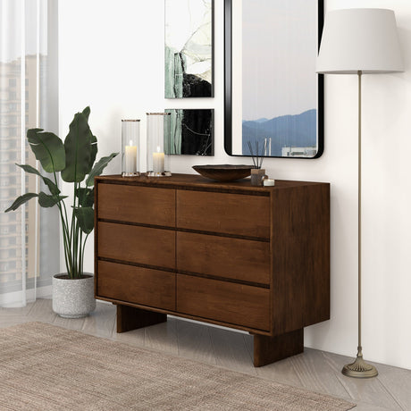 Dubrovnik Mid Century Modern Walnut Dresser With 6 Drawers from Ashcroft Furniture - Luna Furniture