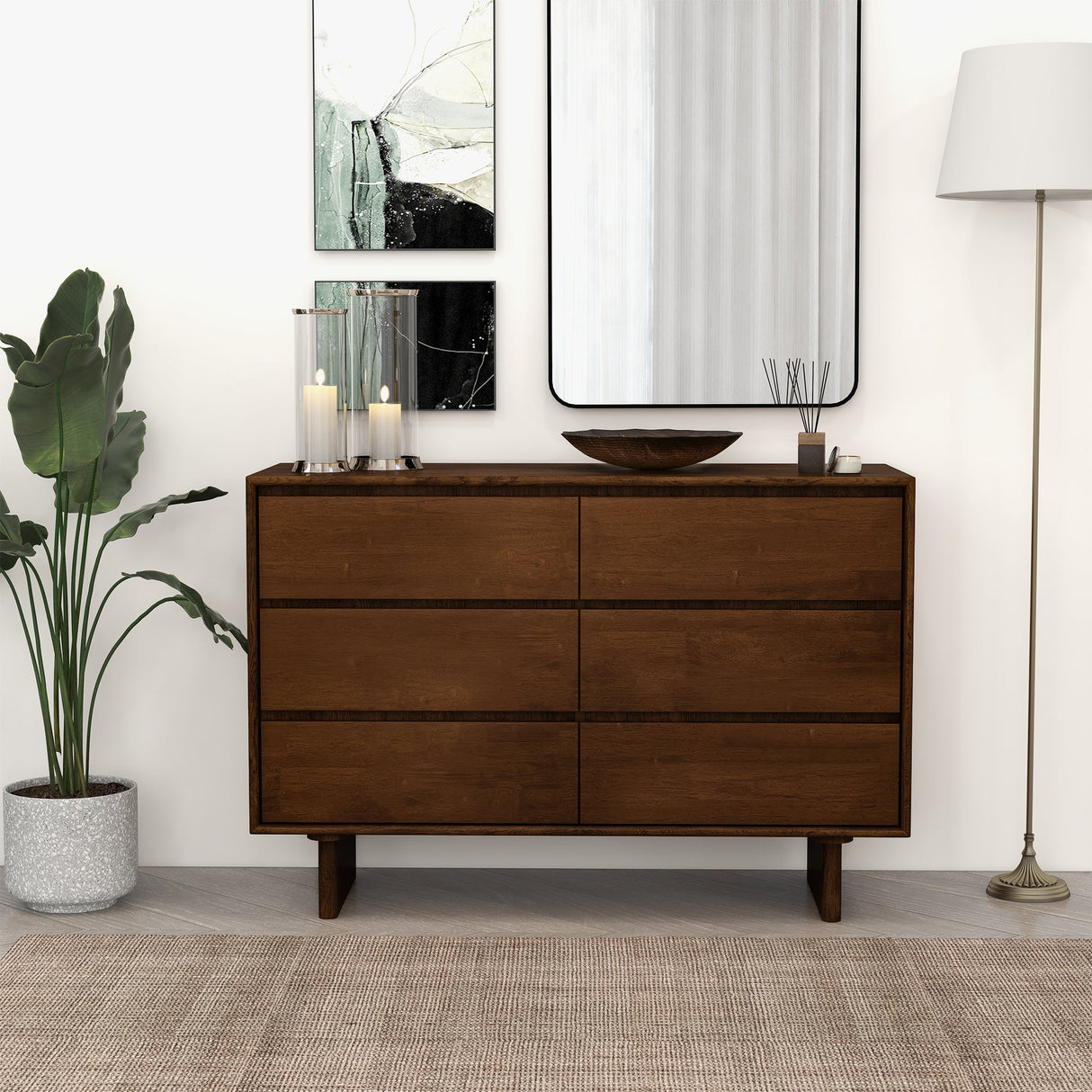 Dubrovnik Mid Century Modern Walnut Dresser With 6 Drawers from Midinmod - Luna Furniture
