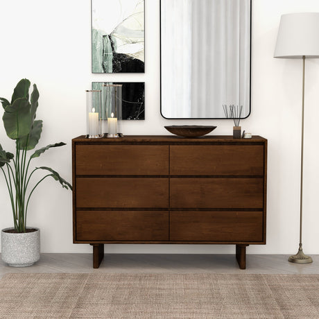 Dubrovnik Mid Century Modern Walnut Dresser With 6 Drawers from Ashcroft Furniture - Luna Furniture