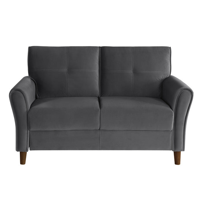 Dunleith Charcoal Gray Velvet Loveseat from Homelegance - Luna Furniture