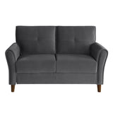 Dunleith Charcoal Gray Velvet Loveseat from Homelegance - Luna Furniture